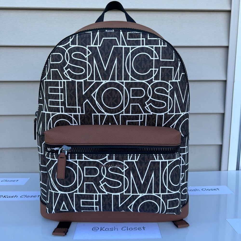 Michael kors Backpack Cooper Large Graphic MK Signature Brown Black - Picture 2 of 12